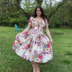vintage dropwaist floral dress
